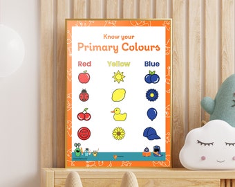 Primary Colours Poster Kids Color Print Classroom Decor Colours Printable Primary School Color Poster Educational Colors Toddler Ideas Learn
