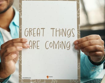 Great Things Are Coming Wall Art Kids Room Decor Positive Affirmations Uplifting Quotes Daily Affirmations Children Build Confidence Happy