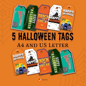 Halloween Gift Tag Set Printable Gift Tag Halloween Ideas Kids Gift Tag Print Spooky Gift Tags Fun Halloween Decoration Gift Box Tags Pack