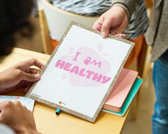 I Am Healthy Affirmations Wall Art Kids Room Decor Positive Affirmations Kids Uplifting Daily Affirmations Children Build Confidence Mindset