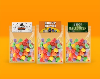 Set Halloween traktatie toppers Afdrukbare Halloween-ideeën Kinderen printlabels Spookachtige ideeën Leuke Halloween-labels decoratie Cadeautas Toppers Pack