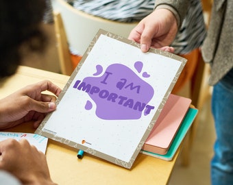 I Am Important Affirmaties Muurkunst Kinderkamer Decor Positieve Affirmaties Kinderen Opbeurende Dagelijkse Affirmaties Kinderen bouwen vertrouwen