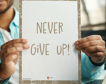 Never Give Up Wall Art Kids Room Decor Positive Affirmations Uplifting Quotes Daily Affirmations Children Build Confidence Kid