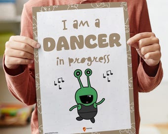 Danser poster muurkunst kinderkamer decor positieve affirmaties kinderen opbeurende dagelijkse affirmaties gelukkige kinderen klaslokaal ideeën toekomstige banen