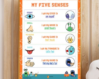 5 zintuigen leren kinderen wetenschap leren vijf zintuigen bodyprint peuters vijf zintuigen poster wetenschap kinderen lesideeën decor kinderkamer