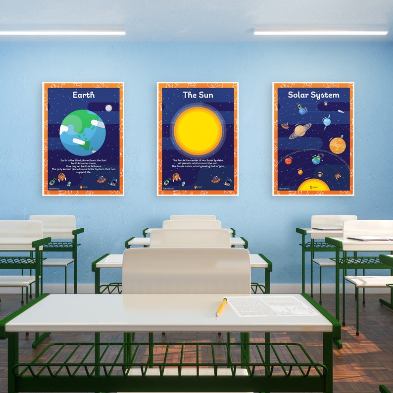 Sun Poster Space Printable Sun Wall Art Poster Stars Kids Bedroom Poster Playroom Wall Decoration Space School Sun Picture image 6