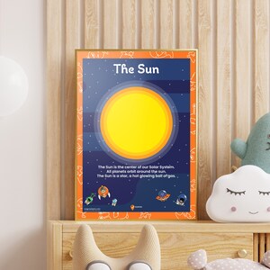 Sun Poster Space Printable Sun Wall Art Poster Stars Kids Bedroom Poster Playroom Wall Decoration Space School Sun Picture image 4