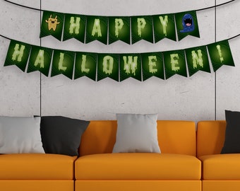 Halloween-bannerset Afdrukbare Halloween-ideeën Printbanner Spookachtige ideeën Leuk Halloween-decoratiepakket Slijmthema-banner Halloween-decor