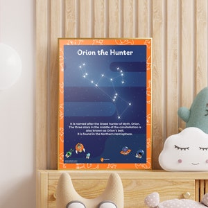 Orión Imprimible Espacio Pared Estrella Dormitorio Ideas Decoración Espacio Arte Escuela Constelación Astronomía Clase Ideas Ciencia Geeks Noche Estrellas