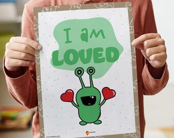 I Am Loved Affirmations Wall Art Kids Room Decor Positive Affirmations Kids Uplifting Daily Affirmations Children Build Confidence Quotes