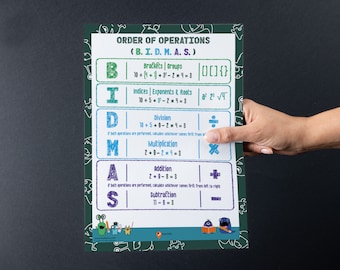 BIDMAS Mathe-Poster Mathe-Ordnung der Arbeitsschritte Mathe-Lehrer Ideen Mathematik Printable Matheformel Lösen Basic Math Poster Foundation Mathe