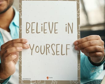 Believe In Yourself Wall Art Kids Room Decor Positive Affirmations Uplifting Quotes Daily Affirmations Children Build Confidence Kid