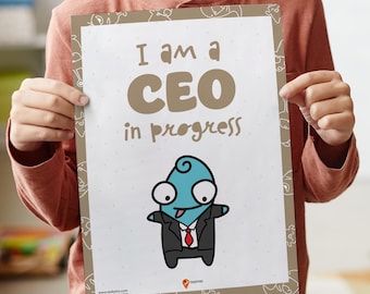 CEO poster muurkunst kinderkamer decor positieve affirmaties kinderen opbeurende dagelijkse affirmaties gelukkige kinderen klaslokaal ideeën toekomstige banen