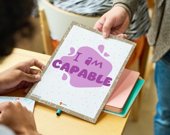 I Am Capable Affirmaties Muurkunst Kinderkamer Decor Positieve Affirmaties Kinderen Opbeurende Dagelijkse Affirmaties Kinderen bouwen vertrouwen