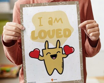 I Am Loved Affirmations Wall Art Kids Room Decor Positive Affirmations Kids Uplifting Daily Affirmations Children Build Confidence Quotes