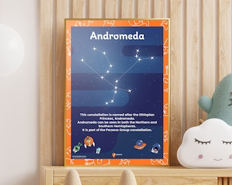 Andromeda Printable Space Wall Star Bedroom Ideas Decoration Space Art School Constellation Astronomy Class Ideas Science Geeks Night Stars
