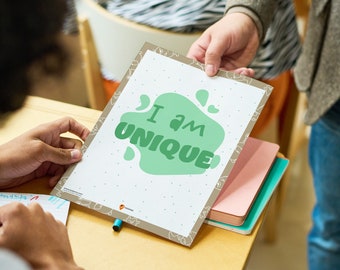 I Am Unieke Affirmaties Muurkunst Kinderkamer Decor Positieve Affirmaties Kinderen Opbeurende Dagelijkse Affirmaties Kinderen bouwen vertrouwen