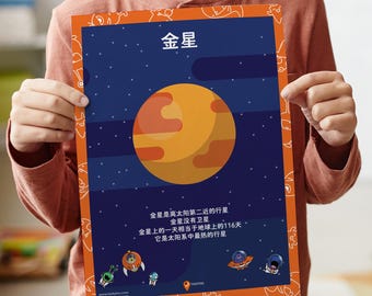 Venus Poster 金星 Simplified Chinese Planet Poster Space Printable
