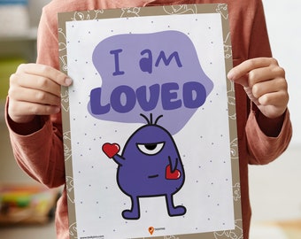 I Am Loved Affirmations Wall Art Kids Room Decor Positive Affirmations Kids Uplifting Daily Affirmations Children Build Confidence Quotes
