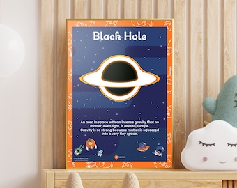Black Hole Space Printable Science Wall Art Poster Kids Bedroom Ideas Wall Decoration Space Art School Galaxy Astronomy Classroom Ideas