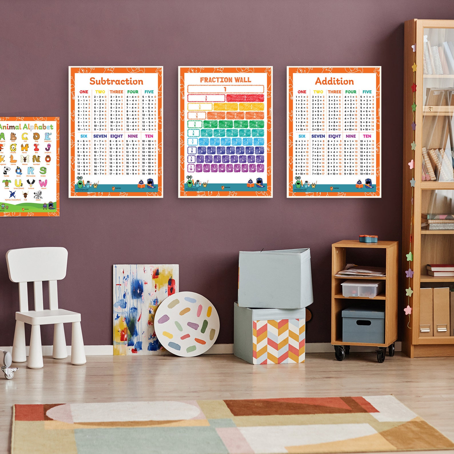 Basic Math Fractions Wall Math Poster Classroom Decor Mathematics ...