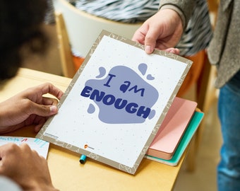 I Am Enough Affirmations Wall Art Kids Room Decor Positive Affirmations Uplifting Quotes Daily Affirmations Children Build Confidence Kid
