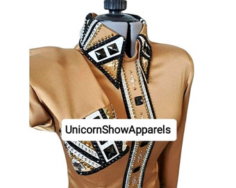 Gold show shirt showmanship shirt western show shirt horse show shirt gift for her shirt for her shirt for show horsemanship shirt