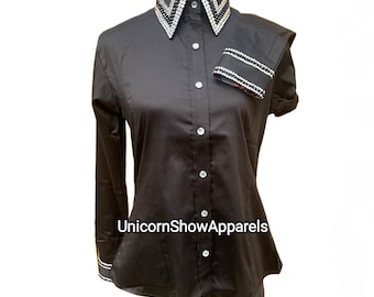 Showmanship shirt western show shirt horsemanship shirt women show shirt black show shirt horse riding jacket horse riding shirt