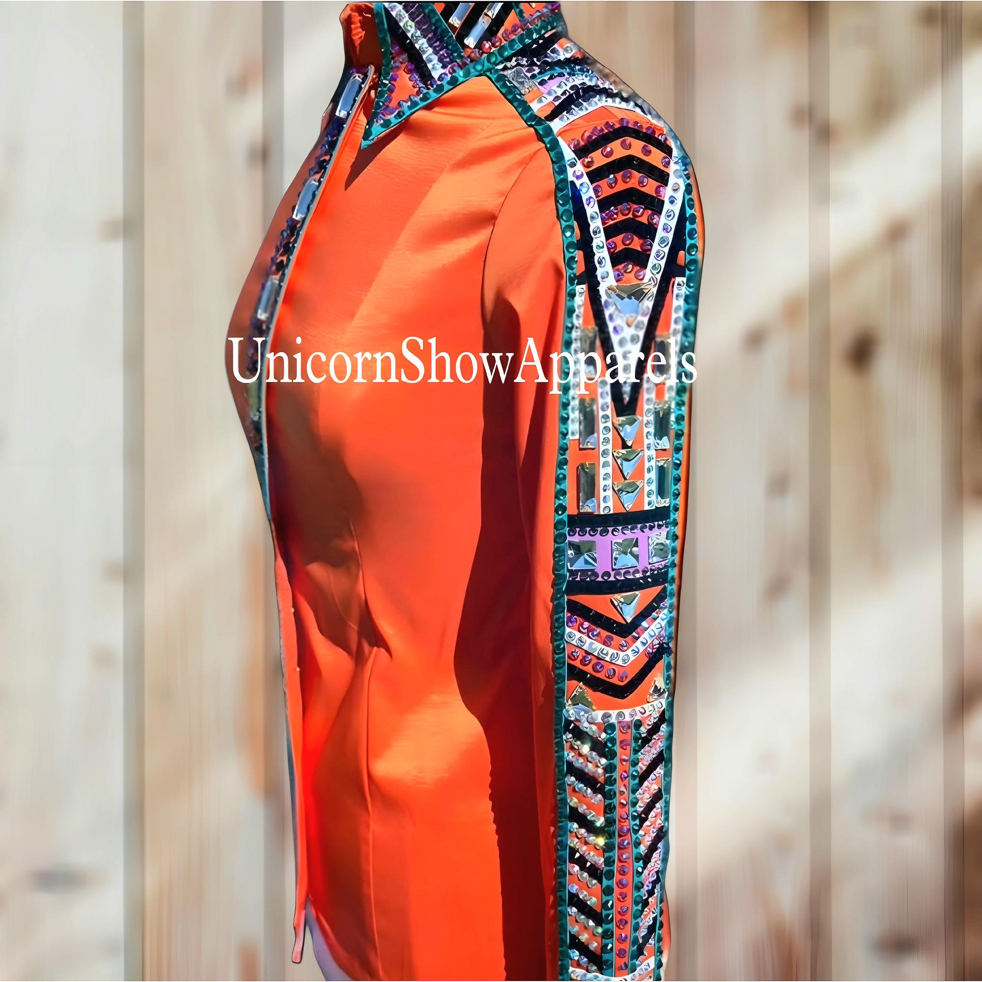 Chemise orange à pois pour femmes 12556