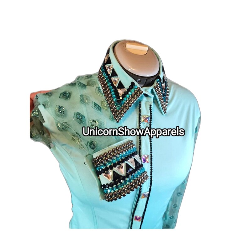 Turquoise Show Shirt Western Show Shirt Showmanship Shirt Horse Riding