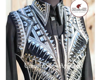 Black Show Shirt and Vest set western show shirt Showmanship shirt western show vest Showmanship jacket horse riding shirt show vest
