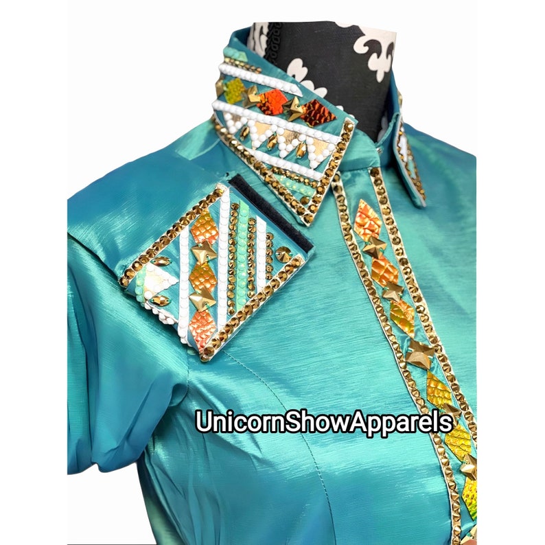 Turquoise Show Shirt Western Show Shirt Showmanship Shirt for Horse