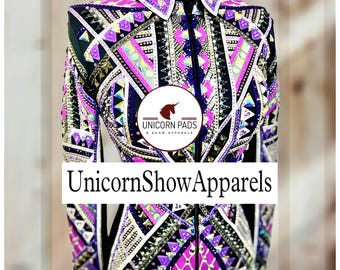 Pink and Silver Showmanship Jacket Western show jacket Black show jacket Fancy rhinestones jacket for horse show pink Showmanship jacket