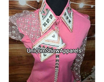 Western Light Pink show shirt Western show shirt for women horse riding shirt horsemanship shirt showmanship jacket Pink day shirt