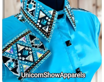 Sky blue show shirt showmanship shirt western show shirt horse show shirt gift for her shirt for her shirt for show horsemanship shirt