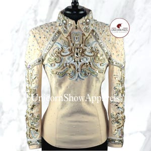 Cremefarbene Showmanship-Jacke mit Strassverzierungen, Western-Show-Outfit, bequeme Passform