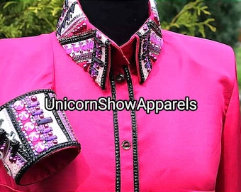 Western Show pink shirt Showmanship shirt Western show outfit pleasure horse riding shirt women show shirt
