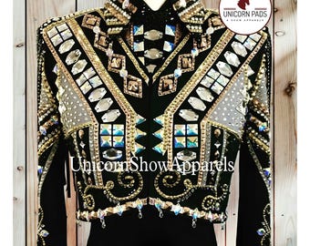 Black Show Shirt and Vest set western show shirt Showmanship shirt western show vest Showmanship jacket horse riding shirt show vest