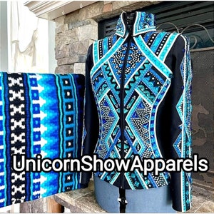 Combo Royal Blue jacket and pad set showmanship jacket western show pad horsemanship jacket western saddle blanket horse riding pad