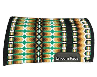 Green brown cream with black base western show pad Saddle blanket Saddle pad ranch pad horse pad horse riding mayatex blanket