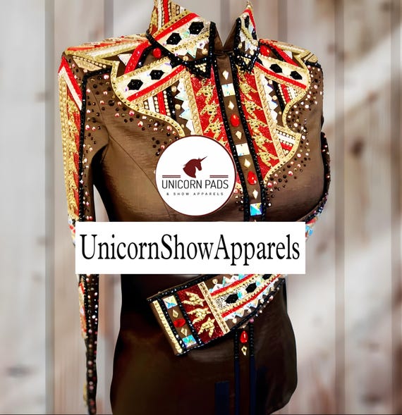 Brown Show Shirt Showmanship shirt Western show outfit pleasure horse riding shirt women show shirt Brown day shirt