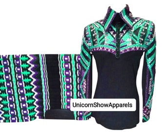 Combo Aqua green jacket and pad set showmanship jacket western show pad horsemanship jacket western saddle blanket horse riding pad