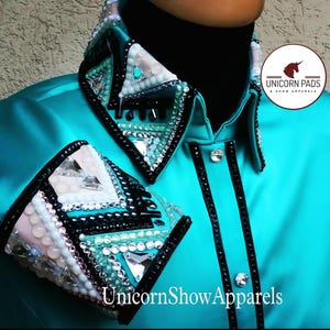 Teal show shirt Western show shirt Showmanship shirt western show outfit horse riding shirt teal day shirt Showmanship jacket