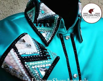 Teal show shirt Western show shirt Showmanship shirt western show outfit horse riding shirt teal day shirt Showmanship jacket