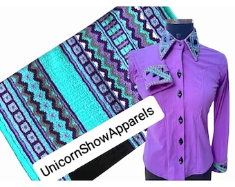 Purple show Shirt and pad set western show shirt western saddle pad show pad horse riding pad saddle blanket women show shirt