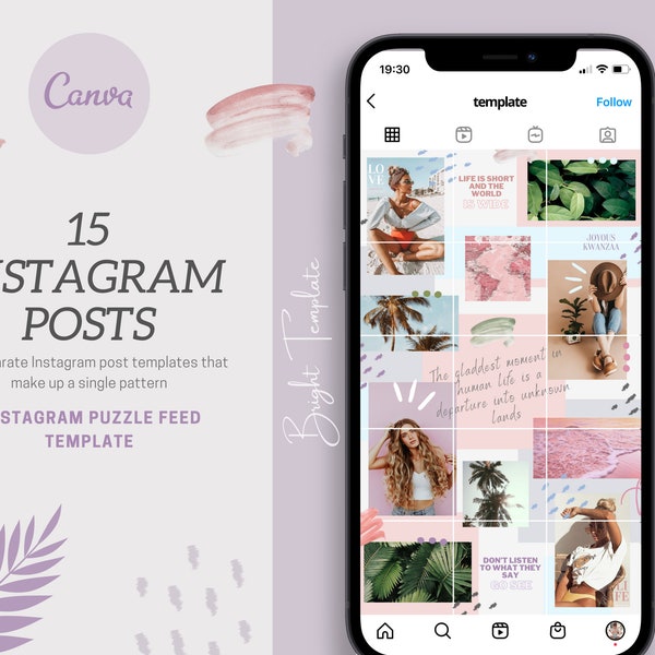 Summer Instagram Post Templates, Instagram Puzzle, Minimalist, Creative