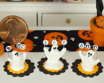 Miniature Halloween Ghost Figurine - 1:12 Scale Decor - One of a Kind