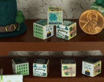 Dollhouse Miniature St. Patrick's Day Block – 1:12 Scale Irish Decor