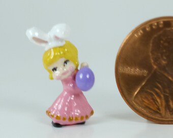 Miniature Easter Girl w/ Bunny Ears - 1:12 Scale Dollhouse Decor