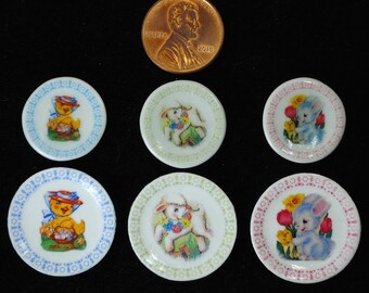 Dollhouse Miniature Easter Plate Set – Vintage Spring Decor, 1:12 Scale (Set of 3)